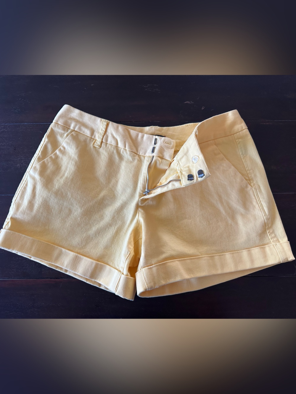 Dear John Pale Yellow Cuffed Cotton Shorts